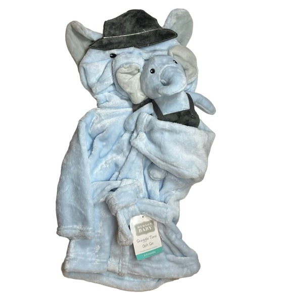 Hudson Baby Snuggle Time Plush Elephant Robe with Toy 0-9 Month New - Picture 1 of 5